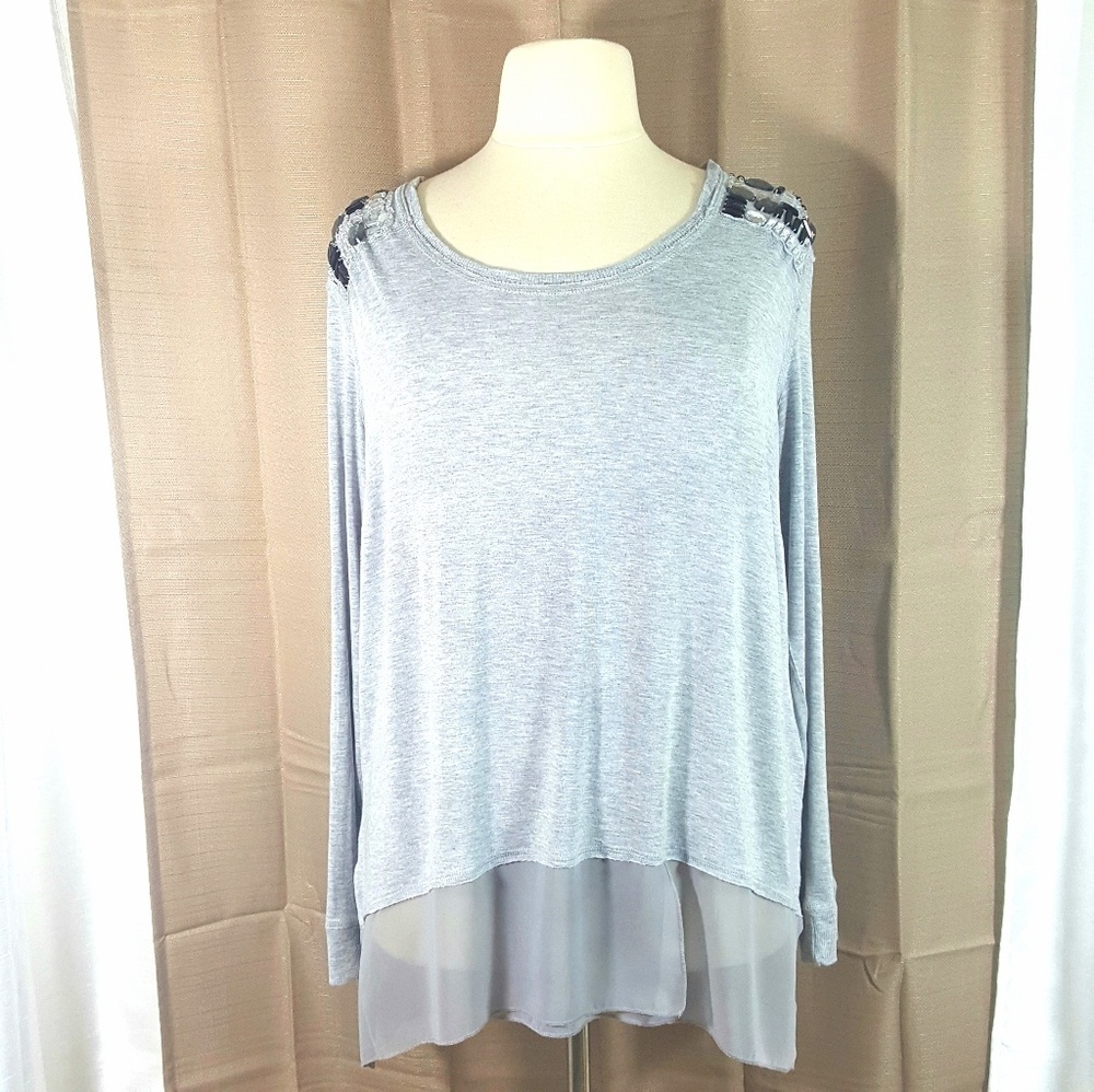 Seven7 Melissa McCarthy Gray/Gem Top Size 1X